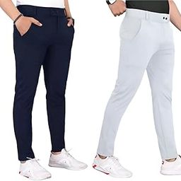 Men’s Slim Fit Lycra Blend Trousers - Pack of 2 | Stretchable Formal Pants for Office and Casual Wear | Trousers for Men-picture-54