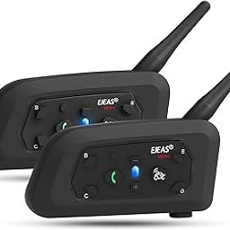 EJEAS V6 Motorcycle Helmet Bluetooth Intercom Full Duplex 1200M BT Interphone Headset Water Resistant Communication System for 6 Riders (Dual)-image-14
