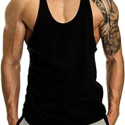 0001 Men's Gym Tank Gym Tank Stringer Tank Tops for Men Gym Vest for Men Sleeveless Bodybuilding Gym Tank Tops for Men (Small(34"-36"), A - Black)-25