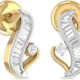 Yellow Gold and Diamond Stud Earrings for Women-image-58