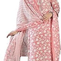 Jaipuri Pure Cotton Kurti Pant With Dupatta For Women's/Girl's-image-27