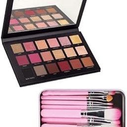 Ultimate Pigmented Colors Eyeshadow Palette Long Wearing And Easily Blendable Eye Makeup Palette Matte, Shimmery And Metallic Finish - Multicolor & 7 Pcs Makeup Brush Combo Set.-15