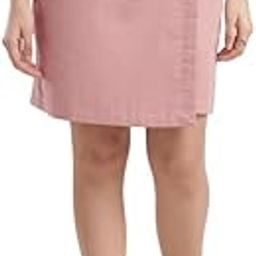 Women's Linen Front Overlap Panel Skort - Dusty Pink-30