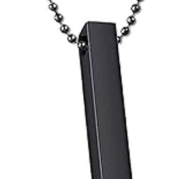 Black Pendant for Men Women Couples Boy girls Stainless Steel Bar Necklaces Necklace Long Ball Chain Unisex boyfriend gents boys Vertical Stick Locket gym Valentine Platinum Stylish-image-43