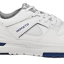 impakto Classic Athletic Walking Shoes, White with Navy Blue Accents, Knit Mesh Fabric, Breathable Upper, Memory Foam Cushioning, Slip-on Style, Flexible Construction-picture-38