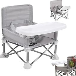 VBM Travel Booster Seat with Tray for Baby, Dining Table, Camping, Beach, Grandma’s | Folding Portable Tip-Free Design Straps to Kitchen Chairs | Tip-Free Design Straps to Kitchen Chairs Booster Chair-image-45