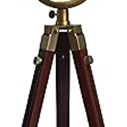 QUALITY STEP PACKERS Wooden and Brass Antique Metal Tripod Floor Analog Clock with Stand, Two Bell Prop, Roman Numerals, 114 cm-66