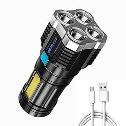 UMADEV 4 in 1 Torch Lights Rechargeable, High Power Led Flashlight, Mini Battery Charging Pocket Torch High Power Long Distance Beam Range 4 Mode Emergency Lights for Camping Trekking Outdoor-image-96