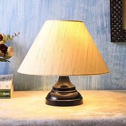 Improvhome Khadi Fabric Shade Table Lamp with Black Base-11