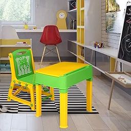 Nilkamal Apple Junior Study Table and Chair Set with Storage for Stationary | Laptop Desk | Dining Breakfast Table for Eating & Multipurpose | Suitable for 3 to 12 Years Age | Green/Lime Yellow-7