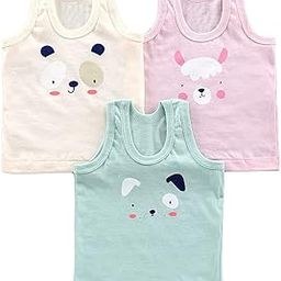 New Born Baby Boys Girls Soft Cotton Printed Vest Inner Wear (1-6 Years) for Infants Sando Vest Kids Toddler Camisole Baniyan Multicolor Vest (Pack of 3)-18