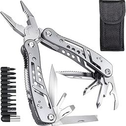 SHOPPOFOBIX 24 in1 Multi-function Plier Tools Made of StainlessSteel with 11 Screwdriver bits Safety Hook,Bottle Opener,Multifunction Pliers (24 in 1)-11