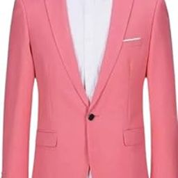 Slim Fit Single Breasted Blazer, Pink, Formal, Party, Wedding-image-46