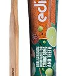 EDINORA Prime 90g Ayurvedic Oral Care Toothpaste Without Sls Parabens | Helps Strenghten Gums Edinora Clove infused Neemwood Toothbrush | Charcoal infused soft bristles | Ecofriendly | Combo Pack-image-11