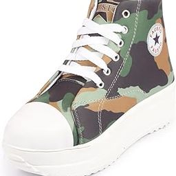 Women High Ankle Top Wedge Heels Camouflage Print Canvas Lace-Up Sneakers Shoes-image-40