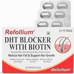 Refollium DHT Blocker with Biotin | Helps Reduce Hair Fall, Stimulates Hair Growth | Hair Vitamins for Men & Women (30 Tablets) (DHT BLOCKER) (DHTBlocker)-image-36