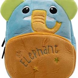 Kids Elephant Plush Backpack, Blue and Yellow, Small Size School Bag with Zipper Pockets-image-41
