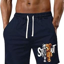 Men's Navy Color Graphic Printed Shorts - Teddy Print-picture-12