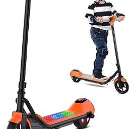 Kidsmate Power Pro Electric Kick Scooter for Kids | Digital Display Inbuilt Bluetooth Music | LED Wheels, Colorful Footboard Lights & Safety Brakes | Battery-Powered Scooters for Ages 3-8 Yrs - Orange-image-8