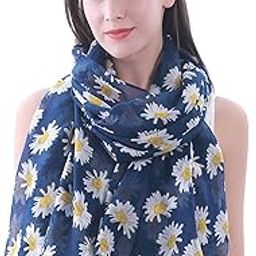 Ubervia & Lily Daisy Flower Print Women's Large Scarf Shawl Wrap-image-56