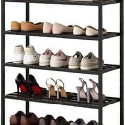 MILAD 5 Tier Shoe Rack Metal Chappal Stand | Sneakers Slippers Stand | Footwear Rack | Bookshelf | Storage Organizer | Kitchen Storage - 70x25x91cm-picture-46
