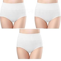 Women's Cotton Underwear, High Waisted Full Coverage Briefs, Postpartum Panties Stretch Panties - 3 Pack-image-98