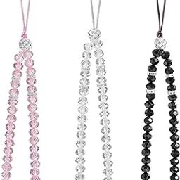 INSELLBERG 3pcs Crystal Cell Phone Lanyard, Mobile Phone Lanyard Wrist Strap Universal Bling Phone Charms Cell Phone Chain Beads Accessories for Women Girls (Pack of 3)-15