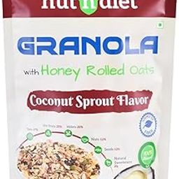 nutndiet® World’s First Coconut Sprout Granola | Honey Rolled Oats, Millets, Dry Fruits, Nuts & Seeds | 100% Natural, No Refined Sugar | Clean-Label Healthy Breakfast Cereal & Snack (200g)-image-71
