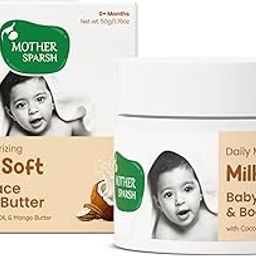 Mother Sparsh Milky Soft Baby Face & Body Butter-50g | With Milk, Coconut Oil & Mango Butter | Baby Cream For Face | Daily Moisturizing Baby Lotion for Dry Skin| Non Sticky, Quick Absorbing Texture-picture-31