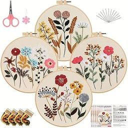 EZ Living Complete Fabric Embroidery Starter Kit: Includes Colorful Patterns, Detailed Instructions, and Essential Tools for Beginners to Create Stunning Embroidered Designs-4
