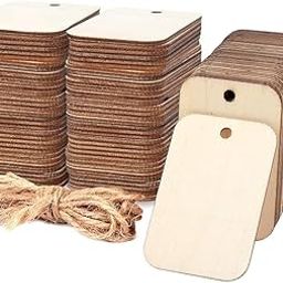 STEFLON Rectangle Shaped Wooden with Hole Craft Decorative Tag Earring and Bracelet Jewelry Display Tags Craft Hanging Tag Cloths Tags (2 x 1.3 inches) (75)-image-42