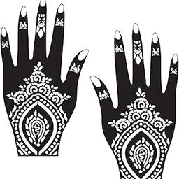 Ivana's Mehndi Stencil Design Set of - 2 Piece | Henna Tattoo stencil for Women, Girls and kids | Easy to use in just 4 steps | Mehandi Sticker | IVH-93-2