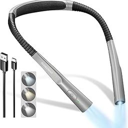 Glocusent Upgraded LED Neck Reading Light, Book Light for Reading in Bed, 30-min Timer, 3 Colors & 3 Brightness Adjustable, Rechargeable & Long Lasting, Perfect for Reading, Knitting & Repairing-image-25