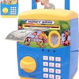 Toyshine Money Safe Kids With Finger Print Sensor Piggy Savings Bank With Electronic Lock, Blue(Modern)-image-15