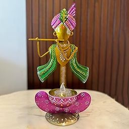 Krishna Statue Tea Light Holder for Diwali, Kanha Playing Flute Tealight Candle Holder for Home Decor, Spiritual Vibes and Festive Ambiance, Great for Meditation Spaces-image-8