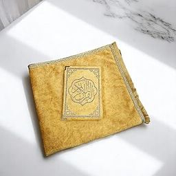 Zahrain Mart Premium Prayer Mat Quran Combo (Golden Yellow)-image-19