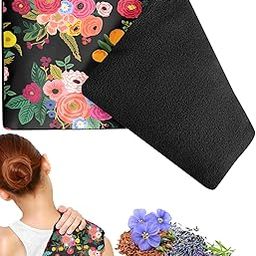 Swooflia Microwave Heating Pad for Warm Cold Compress - Lavender Flaxseeds Bags Hot Pack for Heat Therapy Chronic Pain Relief Back Cramps Shoulders Neck Women, Black Florals Detachable Stuffed Cover-image-15