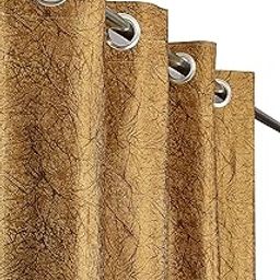 Kiara Creations Premium Room Darkening Texture Printed Curtains for Long Door 8 Feet, Pack of 2, Chikoo-image-12