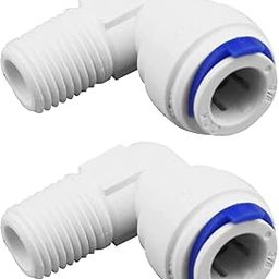AQUALIQUID RO Spares Plastic 1/4 Inch Male Thread to 3/8 Inch Quick Connect Elbow Connector 1/4"x3/8" for RO Water Purifier Tube Fitting (Pack of 2)-17