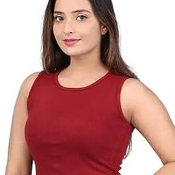 Women's Sleeveless Crop Top | Stylish Stretchable Tank Top for Women | Slim Fit Blouse for Casual & Layering | Top for Women (123, MRN, L)(L_WRN_TOP_123_MRN_BZ)-image-72