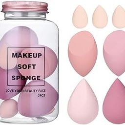 Makeup Sponge Set Beauty Blender with Egg Case, Soft Sponge For Liquid Foundation, Creams, and Powders Latex Free Wet and Dry Makeup (Multicolor 4 Big + 3 Mini -7 Pcs set)-picture-8
