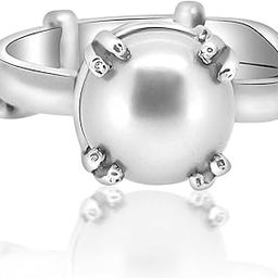Fresh Water Pearl/Moti With 925 Silver Adjustable Ring | Astrological Gemstone | Unisex Both for Men & Women (6.25 Ratti) (6.25 Ratti)-image-60