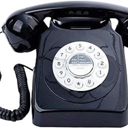Rotary Dial Landline Phone Dining Room Living Room Corded Landline Telephone Black | Corded Telephones | Home Telephones & Accessories-38
