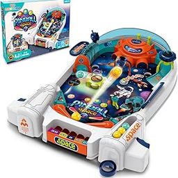 Wembley Pinball Game for Kids 3 4 5 6 7 Years Old for 2-4 Players Mini Pin Ball Arcade Machine Toy Tabletop Indoor Game Easy to Assemble Birthday Gift for Boys Girls - Space Themed-12