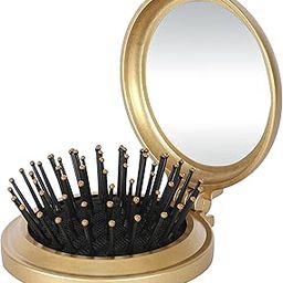 Ross Compact Pop-up Hair Brush with Foldable Mirror (Gold)-image-47