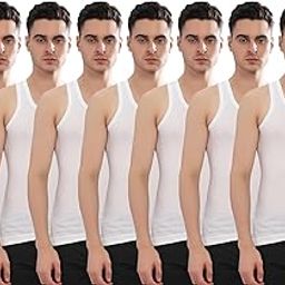 Men's White Pack of 7 Fine RN Vest-image-38