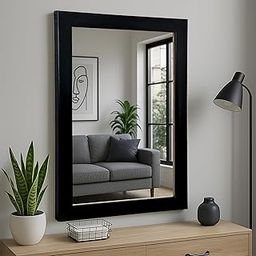 Art Street Bathroom Wall Mirror, Black Wall Mount Rectangular Makeup Mirror, Decorative Looking Glass with Frame for Home, Bathroom & Living Room (Size: Inner: 12x18 in, Outer: 15x21 Inch)-image-33