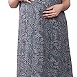 Pre & Post Pregnancy Floral Printed Maxi | Nighty for Pregnant Woman | Nursing Maxis for Breastfeeding for Mothers with Pockets-image-51