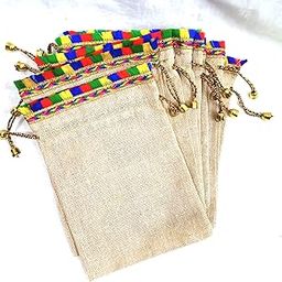 Jute Potli Bag 8X10 Inch home made in natural colour, Shagun Pouch, Chocolate Bags, Dryfruit Bag, Jewelries, Gift Bags, Women handbag (Pack of 30)-27