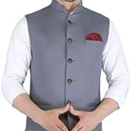 Men's Cotton Blend Sleeveless Nehru Jacket-31